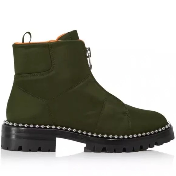 ALEXANDER WANG NYLON COOPER BOOTS 38.5 -ARMY GREEN- WORN ONCE GREAT CONDITION - Picture 3 of 8